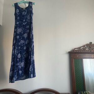 1990s acid blue rose maxi dress  💙